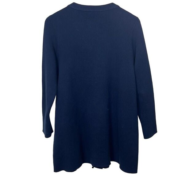 J. McLAUGHLIN Women’s Button Front Ribbed Cotton Blend Long Cardigan Blue Medium - Picture 5 of 6